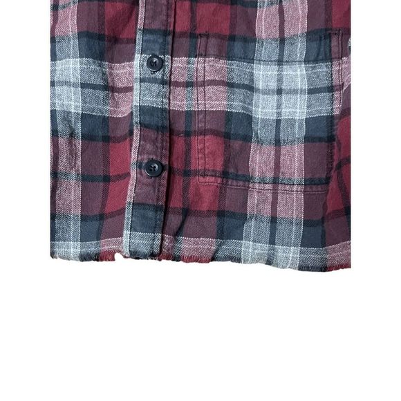 Pacsun Plaid Button Down Crop Long Skeeve Top Size‎ Small - Picture 3 of 6